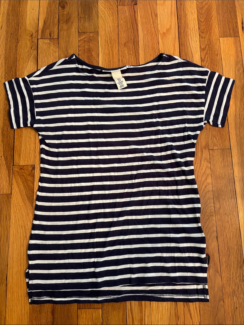 H&M Navy and White Striped Short Sleeve Tee